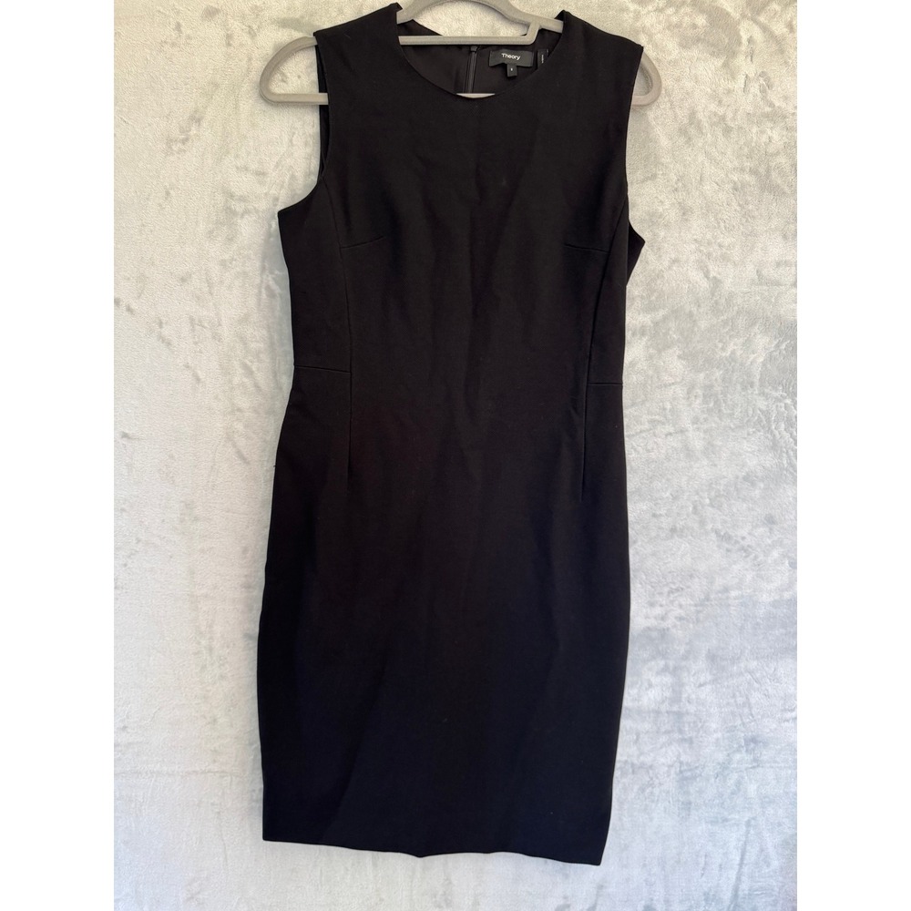 Theory Womens Black Fitted SL Sheath Dress Union Knit Size 8 MSRP $395 LBD